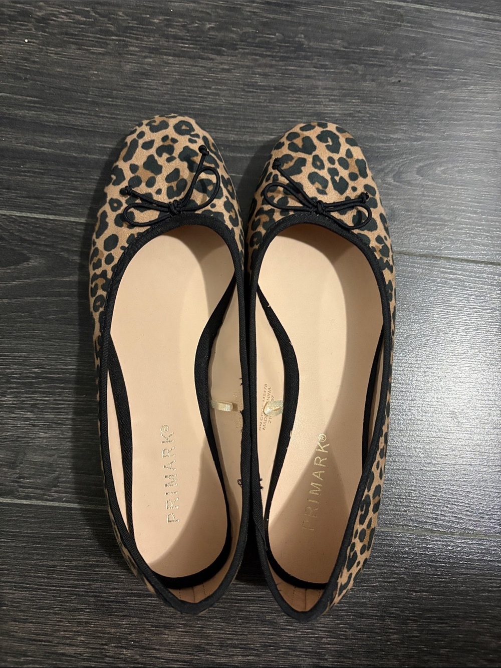 Primark Leopard-Print Ballet Flats in Brown and Black Trim